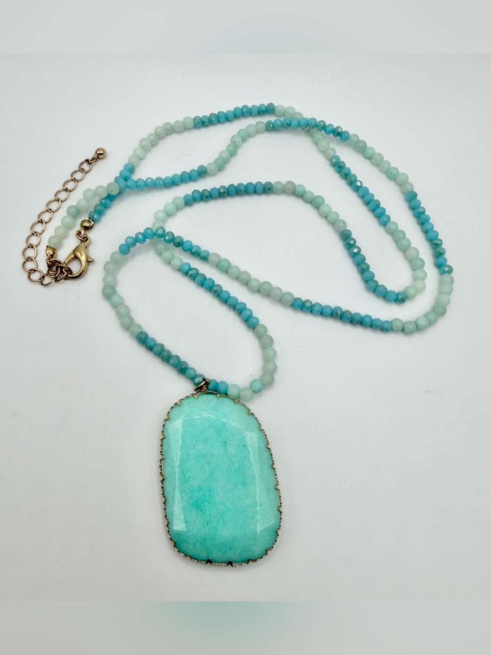 Women’s Aqua Beaded Pendant Necklace - Brand